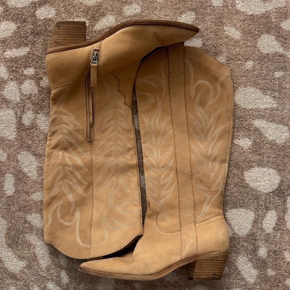 Dolce Vita Shoes - Dolce Vita Tan Western Knee-High Heeled Boots 9.5